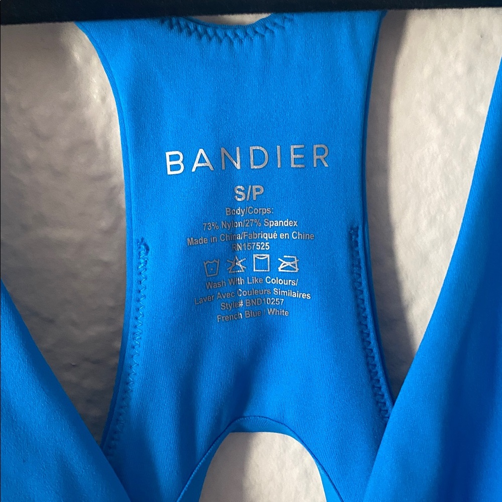 BANDIER V-Neck Plunge Contrast Short Catsuit 🐈⬛ Size S Blue White Luxury Chic - Picture 7 of 11